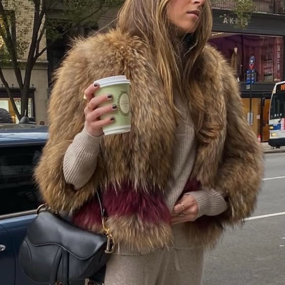 zadig and voltaire raccoon fur coat